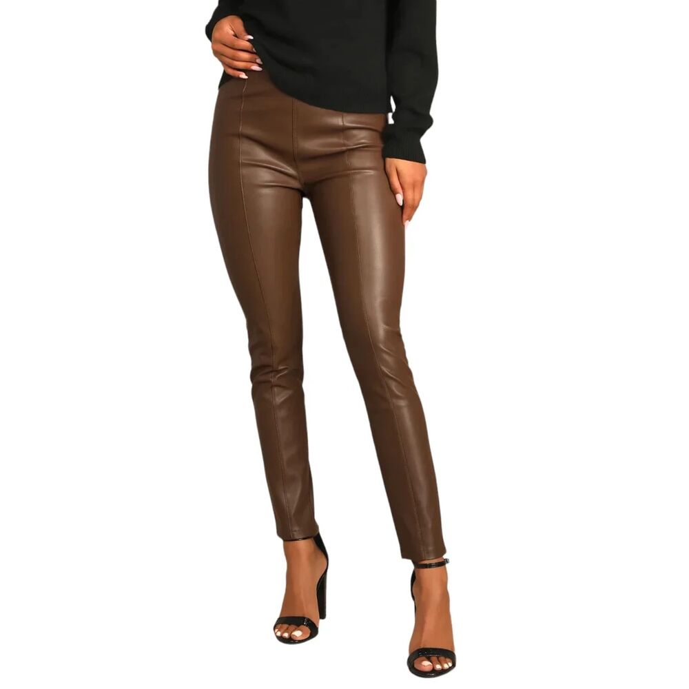 Free People Spitfire Vegan Leather Pants Women’s 31 Brown Western Cowgirl NWT